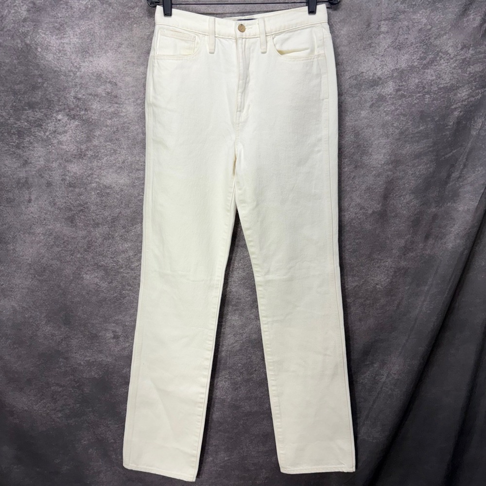 J. Crew High Rise Straight Leg Jeans Women's Size 27 Tall White Denim